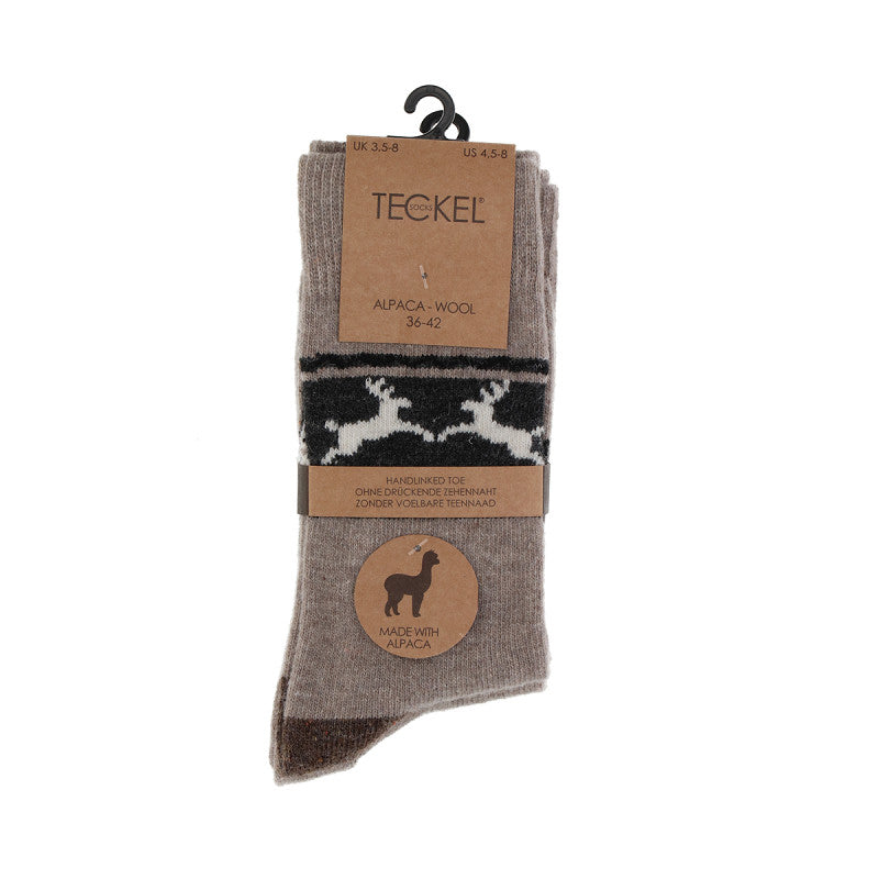 Sokken met alpaca wol met rendier print (2 paar) - Sokkentopper.nl