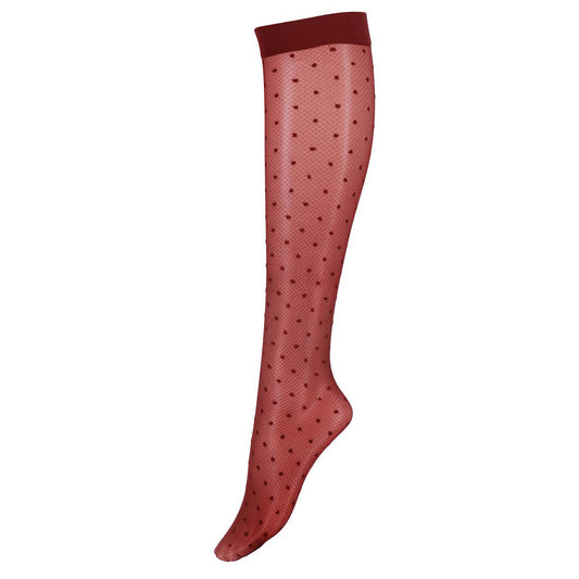 Bordo rode panty kniekousen met stippen van het merk Marcmarcs, in verschillende kleuren