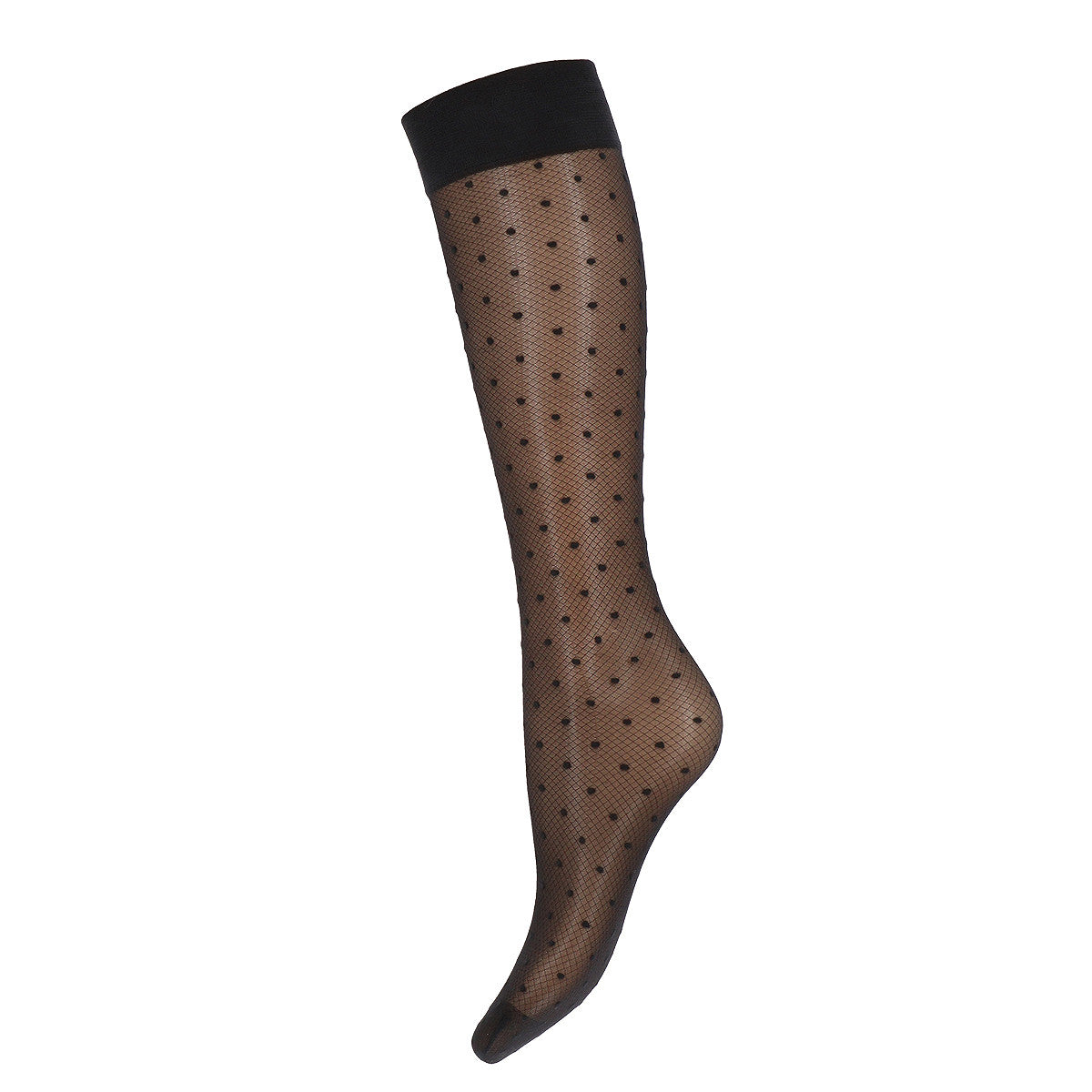 zwarte panty kniekousen met stippen van het merk Marcmarcs, leuke bewerkte panty kniekousen
