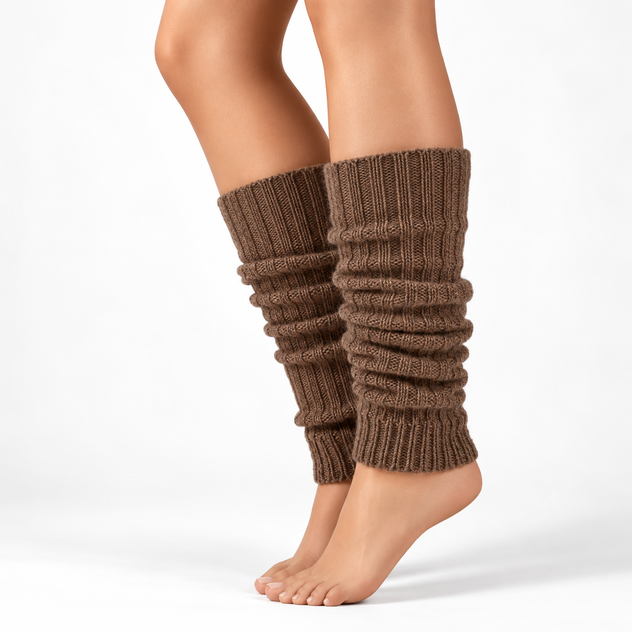 taupe kleurige beenwarmers van alpacawol van Apollo, donker beige beenwarmers voor dames en heren