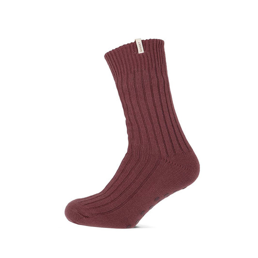 Warme huissokken met voering van Basset, aubergine kleurige warme huissokken