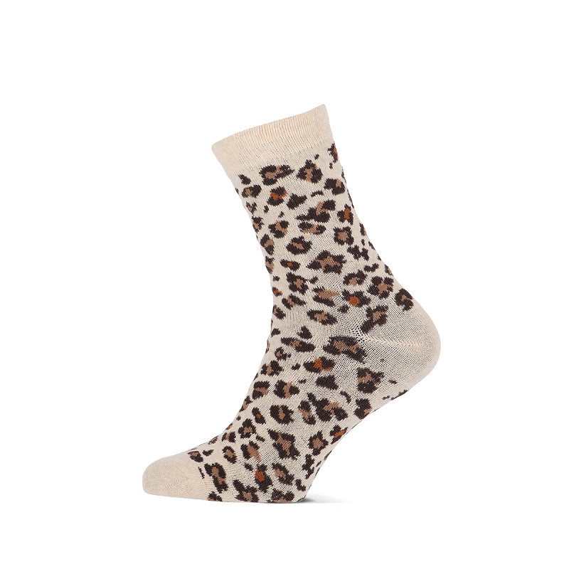 Fun sokken dames animal mix van Teckel, naadloze damessokken met luipaard print