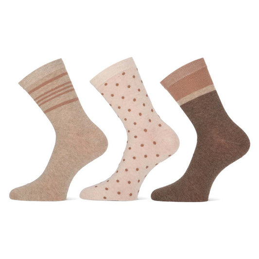 Fun sokken voor dames naturel mix van Teckel, leuke naadloze damessokken met print
