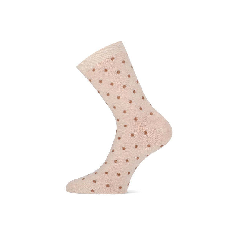 Fun sokken voor dames naturel mix van Teckel, licht beige damessokken met stippen