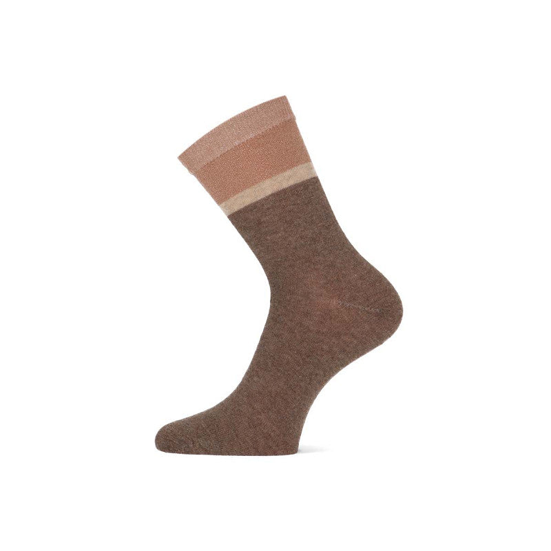 Fun sokken voor dames naturel mix van Teckel, bruine damessokken met beige streep en glitter
