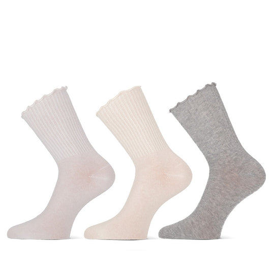 Fun sokken voor dames - ruffle top (3 paar) - Sokkentopper.nl