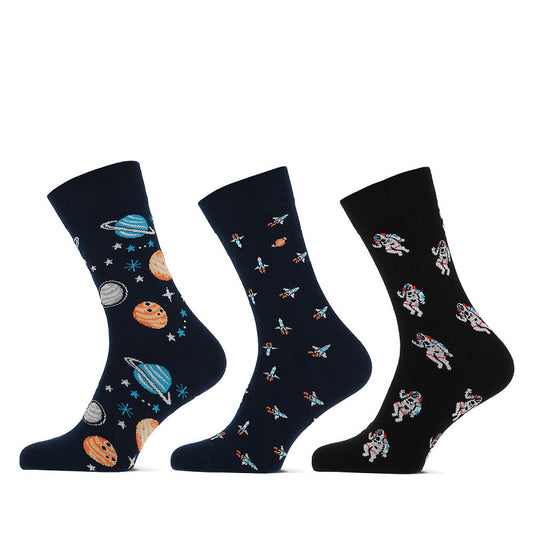 Heren fun sokken space van Teckel, leuke naadloze herensokken met ruimte thema
