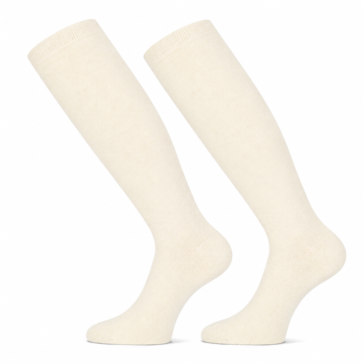 Ecru dames kniekousen met wol van teckel, gebroken witte of creme witte voordelige wollen dames kniekousen