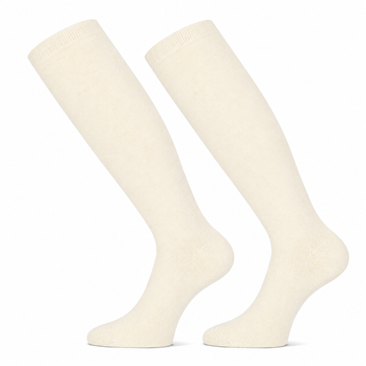 Ecru dames kniekousen met wol van teckel, gebroken witte of creme witte voordelige wollen dames kniekousen