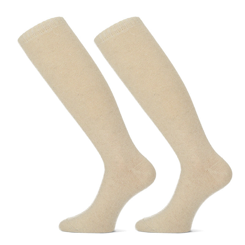 beige dames kniekousen met wol van teckel, lichte beige wollen dameskniekousen