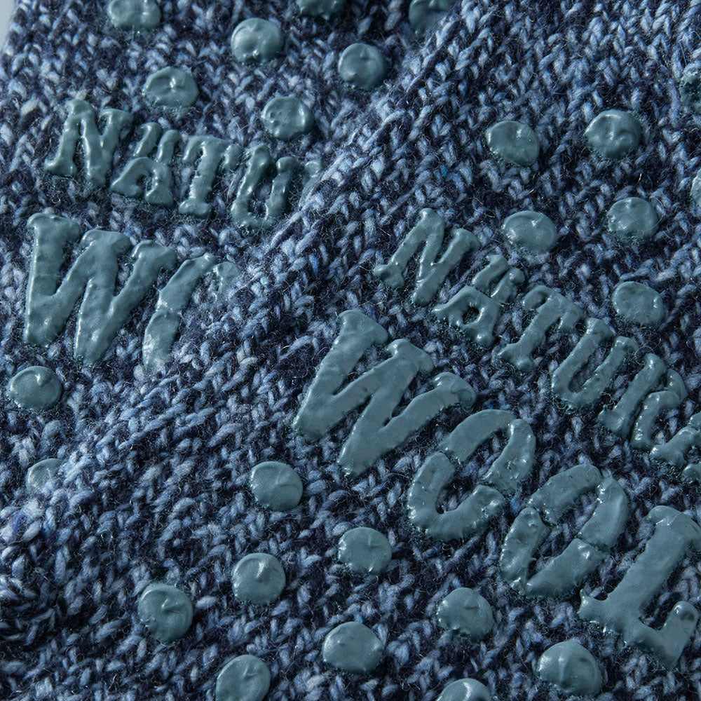 Jeans blauwe wollen huissokken van Apollo met stevige anti slip voor in huis