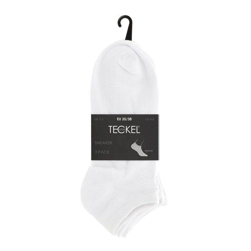 Witte heren enkelsokken van Teckel, naadloos en katoen