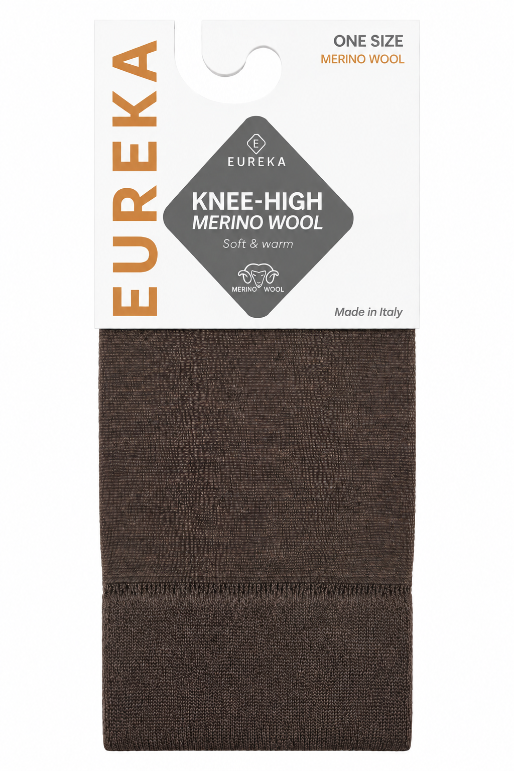 bruine dunne kniekousen van merinowol van Eureka Soga, dunne wollen kniekousen die niet afzakken