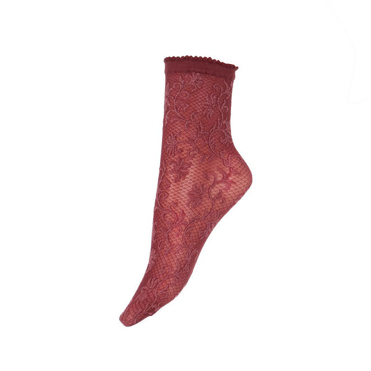 bordo kanten sokje van het merk Marcmarcs, bewerkte pantysokjes in verschillende kleuren