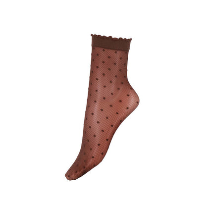 Donker bruine pantysokken met stippen van Marcmarcs, sterke kwaliteit pantysok met print