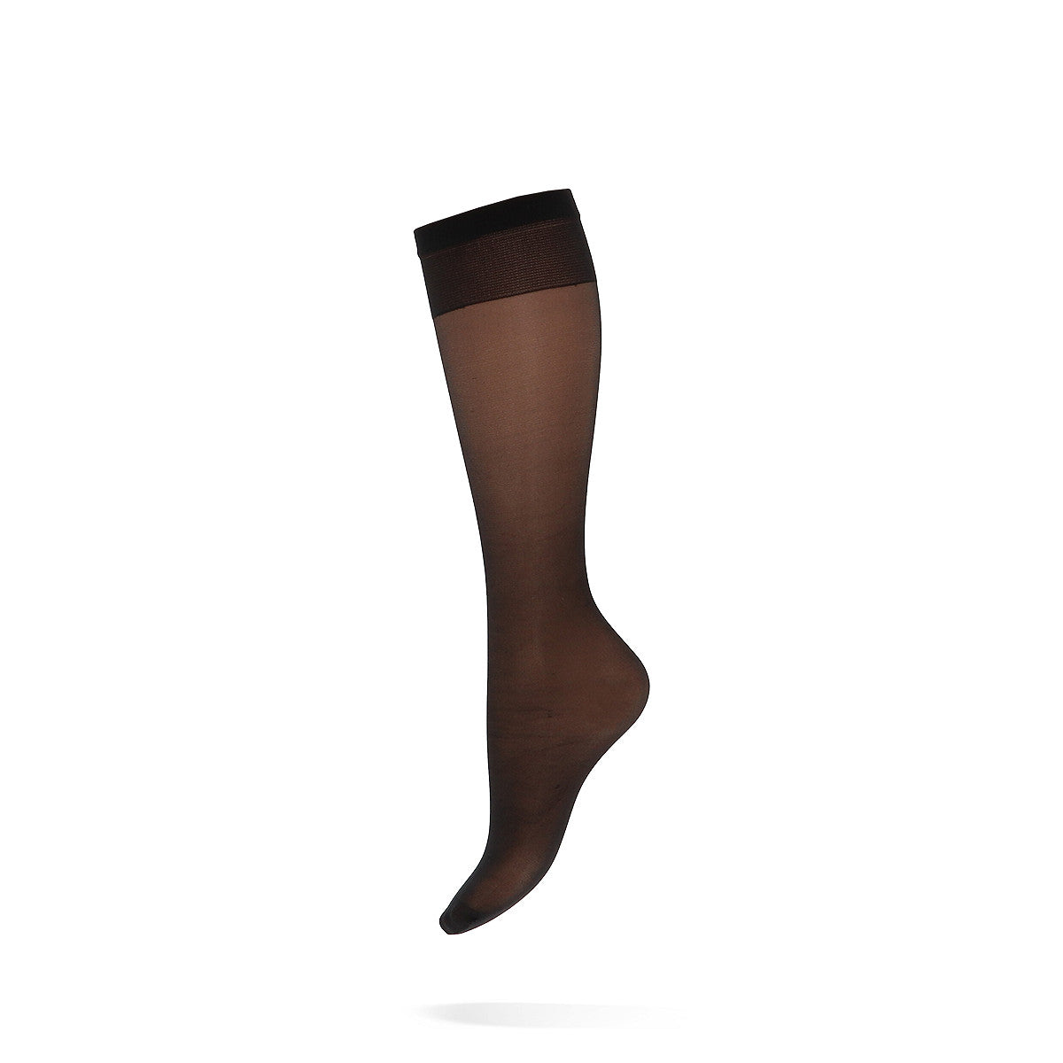 Zwarte 15 denier panty kniekousen van Marianne, doorzichtige kousjes met een brede boord