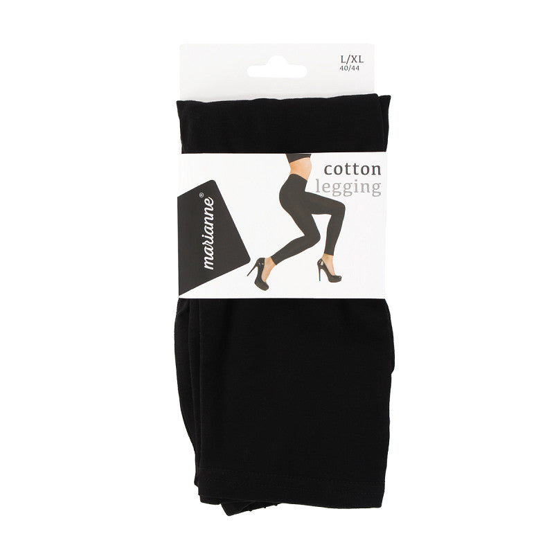 Zwarte katoenen dameslegging van Marianne, comfortabele legging met soepele boord