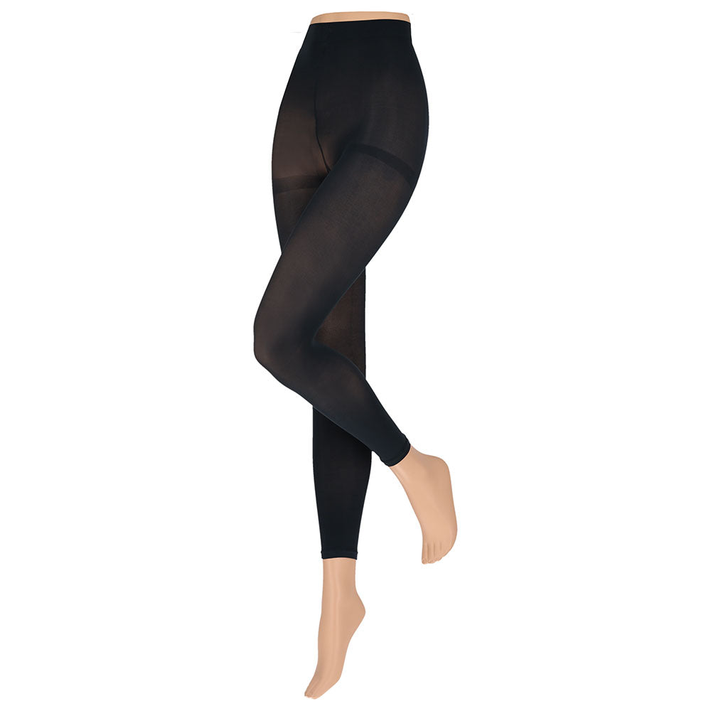 Zwarte 60 denier legging van sarlini, gladde legging met panty look