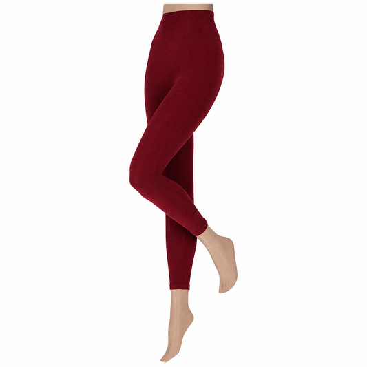 Bordeaux rib legging van Sarlini, mooie zachte legging met ribbel in bordo rood