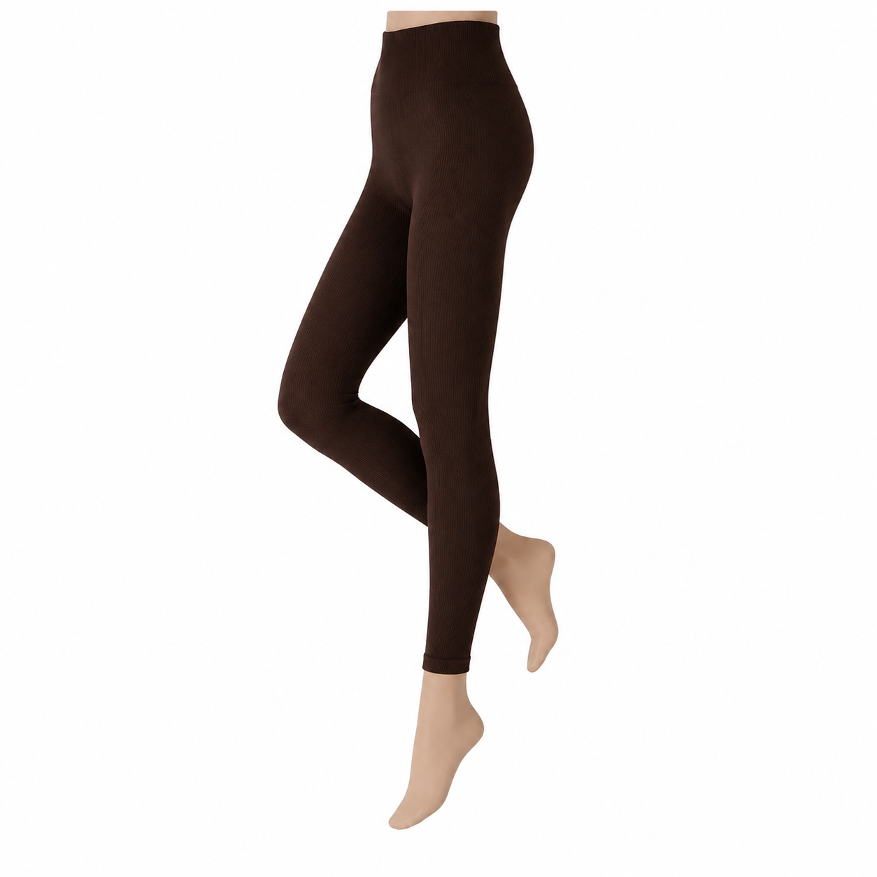 Bruine rib legging van Sarlini, goede kwaliteit dames legging in alle kleuren