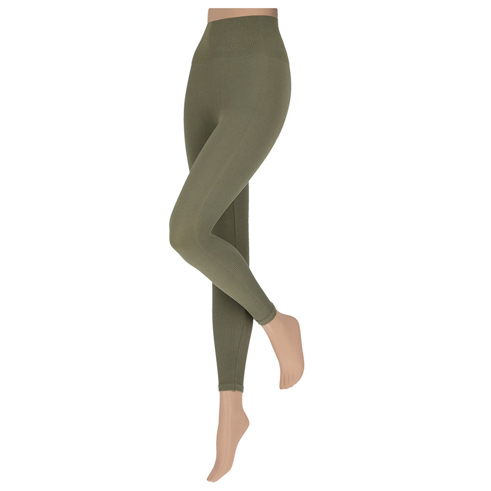 Militair rib legging van Sarlini, leger groene legging met rib