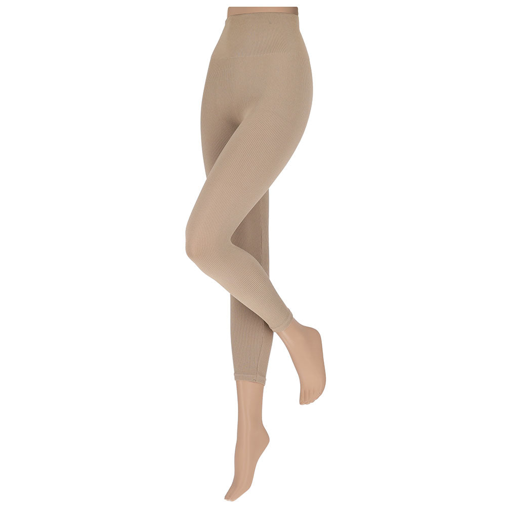 Taupe rib legging van Sarlini, sportieve beige legging 