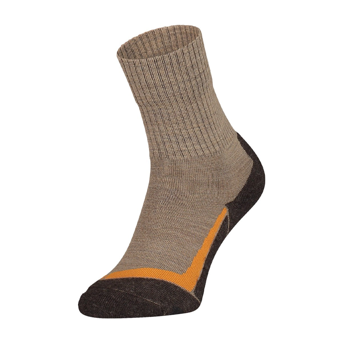 Beige merinowollen wandelsokken van Eureka onder Soga, met links en rechts en perfecte pasvorm