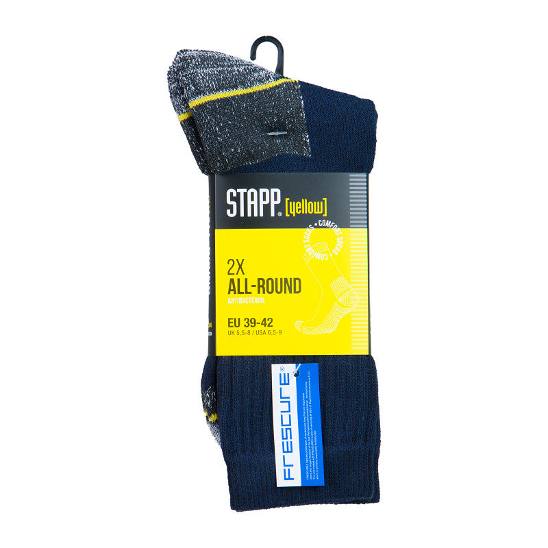 Donker blauwe werksokken van stapp, luchtige werksokken voor in werkschoenen. Voordelig en goed