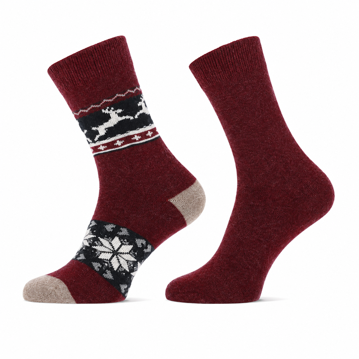 Sokken met alpaca wol met rendier print (2 paar) - Sokkentopper.nl