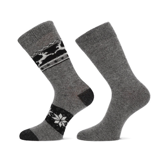 Sokken met alpaca wol met rendier print (2 paar) - Sokkentopper.nl