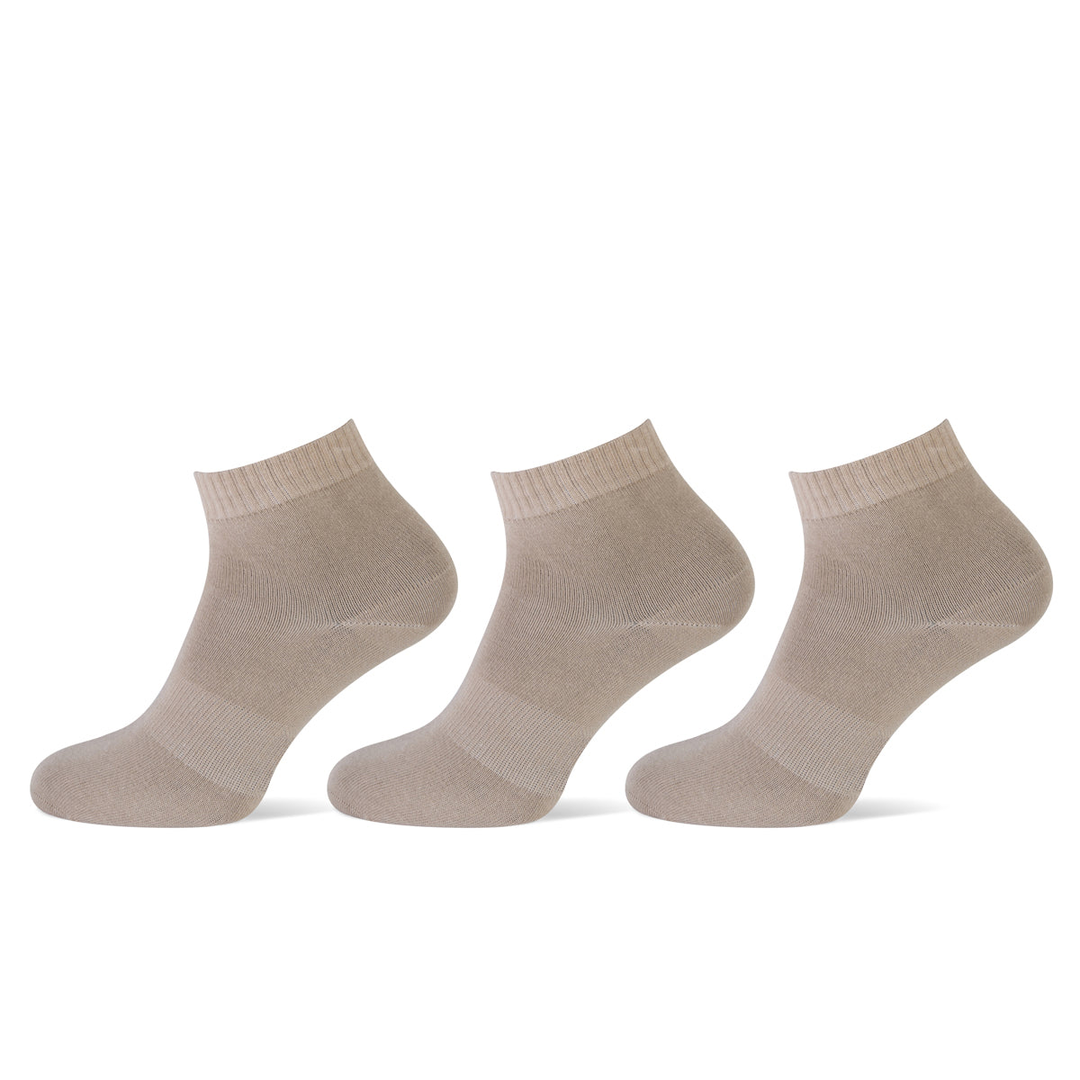 Beige halfhoge sokken van Teckel 3-pack van katoen, naadloos en luchtig